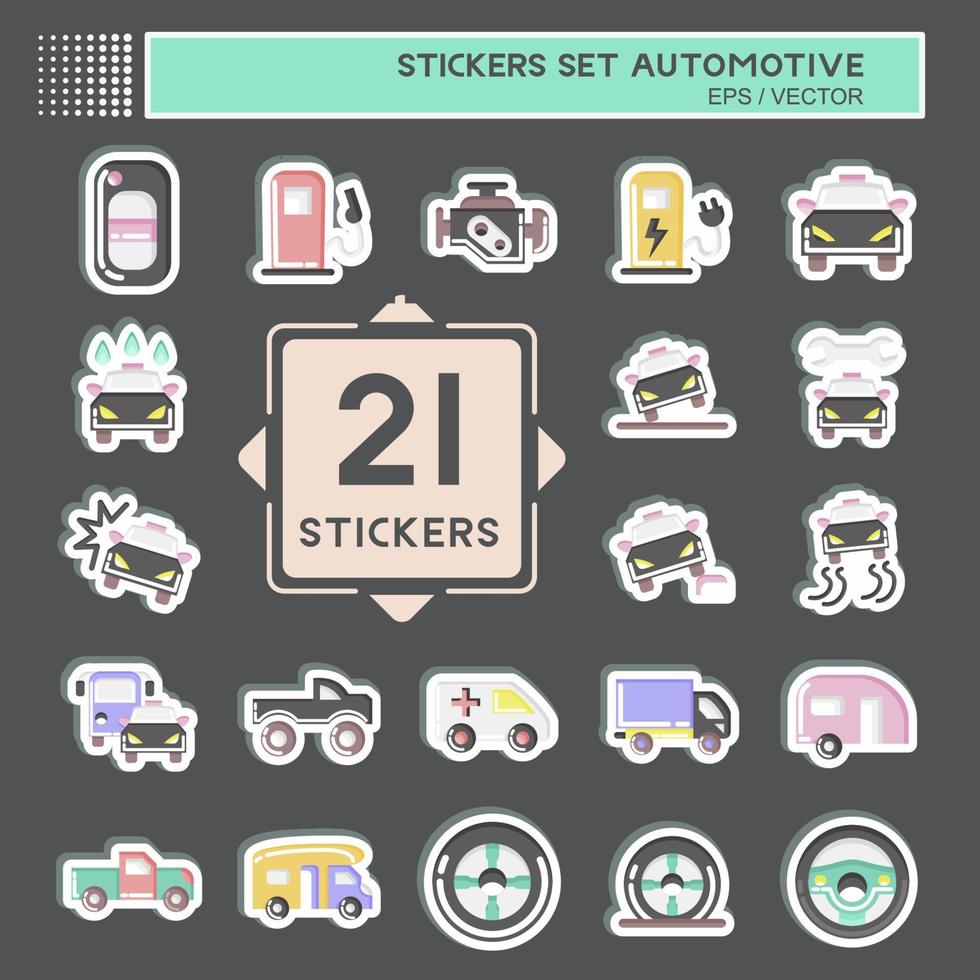 Sticker Set Automotive. suitable for education symbol. simple design editable. design template vector. simple illustration vector