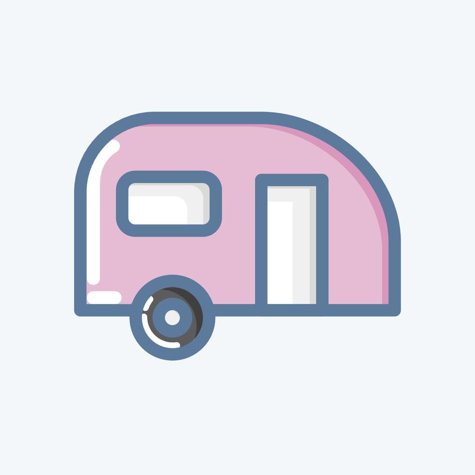 Icon caravan. suitable for Automotive symbol. doodle style. simple design editable. design template vector. simple illustration vector