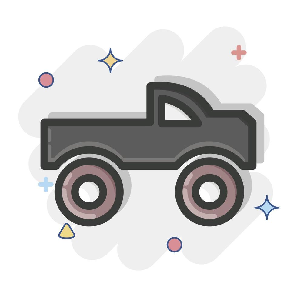 icono de coche monstruo. adecuado para el símbolo automotriz. estilo cómico diseño simple editable. vector de plantilla de diseño. ilustración sencilla