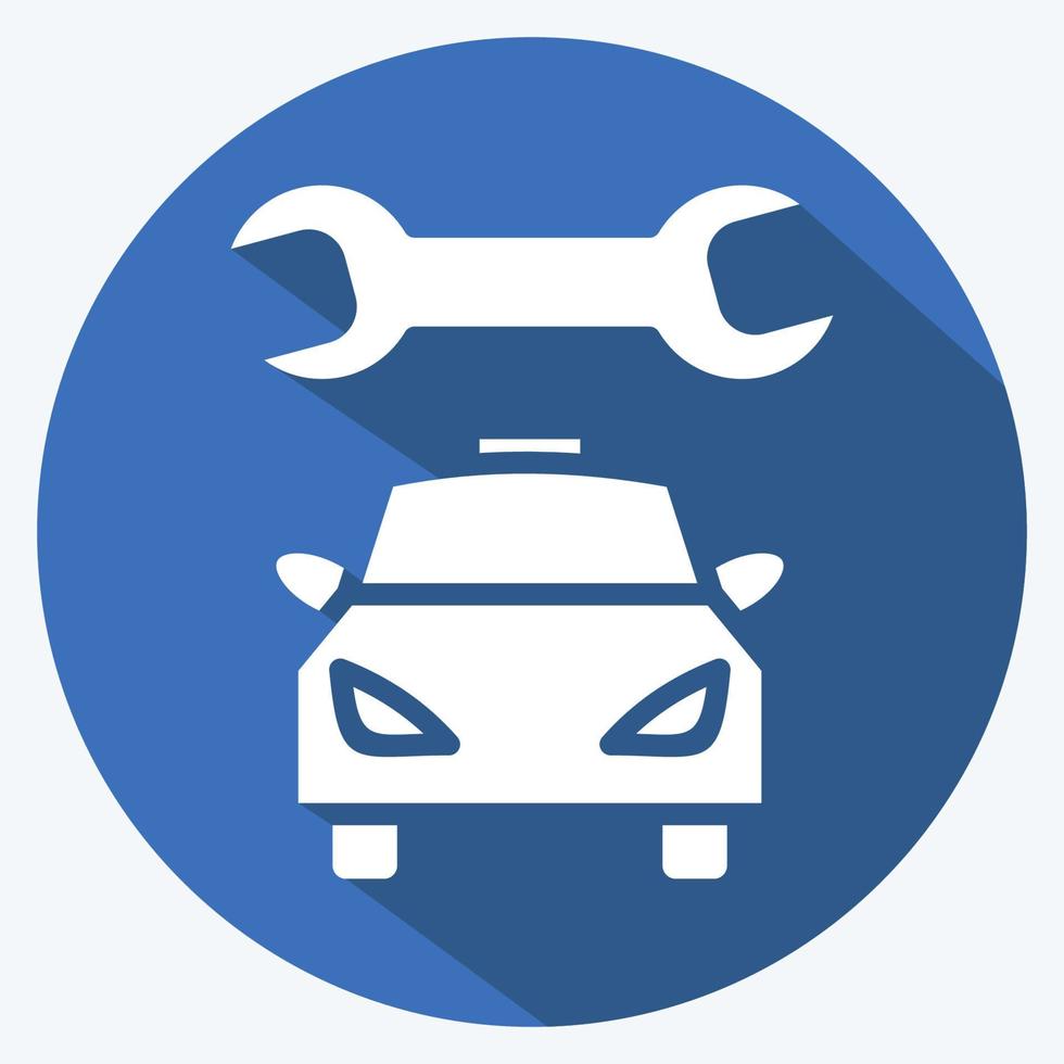 mecánico de automóviles icono. adecuado para el símbolo automotriz. estilo de sombra larga. diseño simple editable. vector de plantilla de diseño. ilustración sencilla