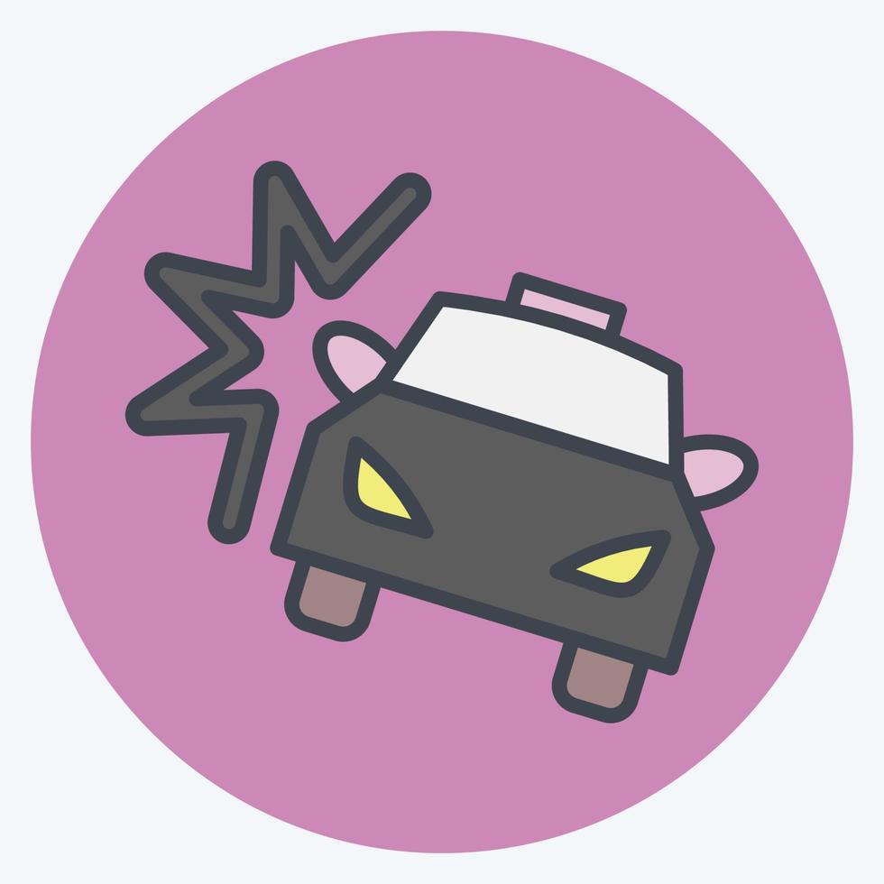 accidente de coche de icono. adecuado para el símbolo automotriz. estilo compañero de color. diseño simple editable. vector de plantilla de diseño. ilustración sencilla