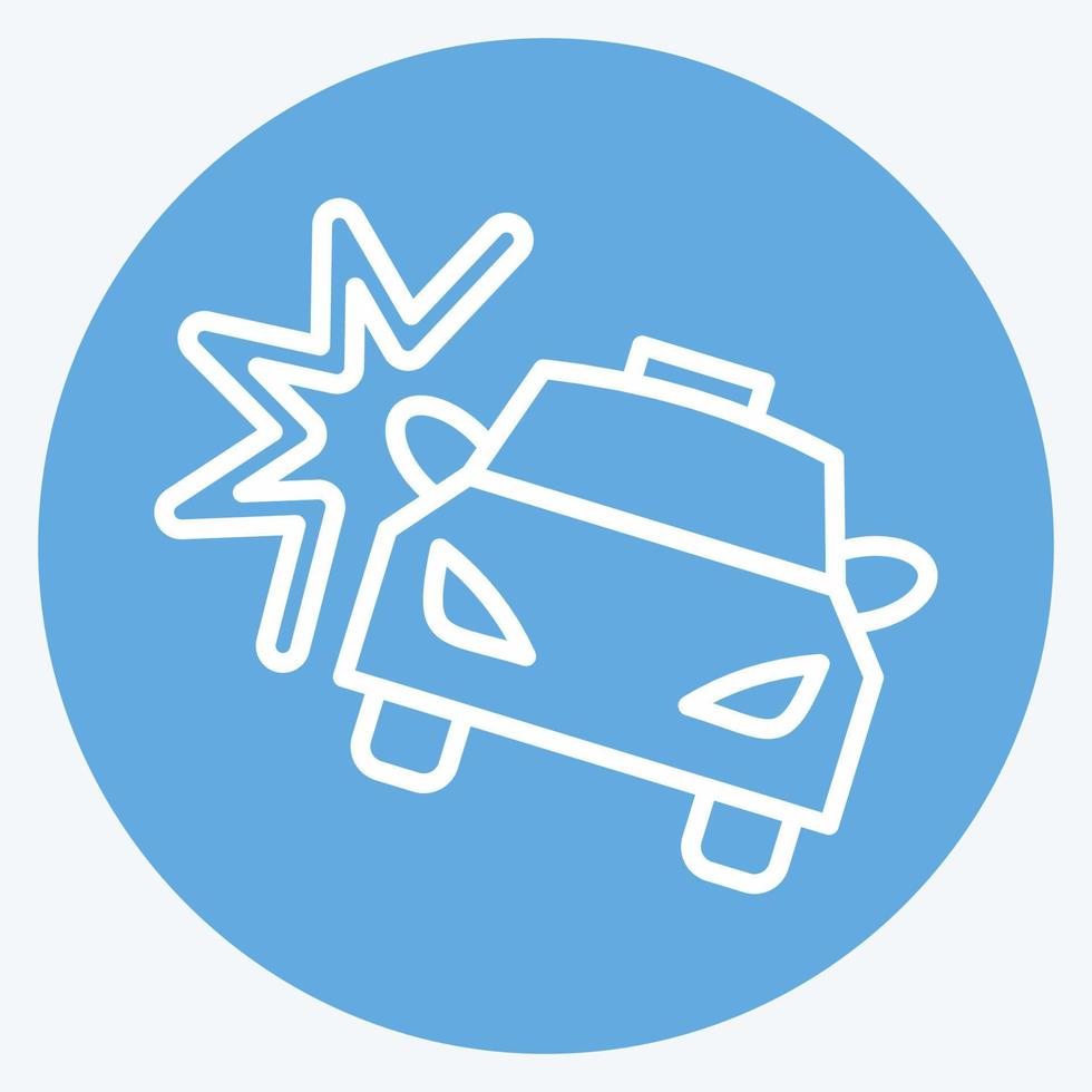 accidente de coche de icono. adecuado para el símbolo automotriz. estilo de ojos azules. diseño simple editable. vector de plantilla de diseño. ilustración sencilla