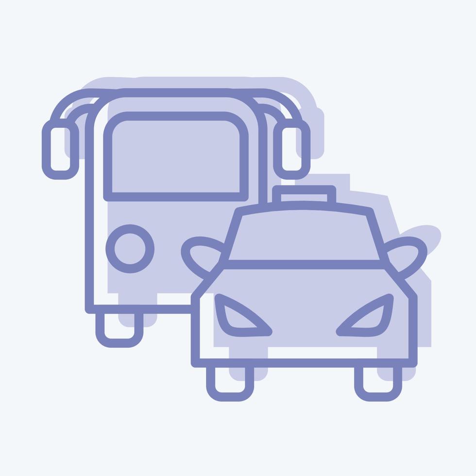 Icon Bus and Car. suitable for Automotive symbol. two tone style. simple design editable. design template vector. simple illustration vector
