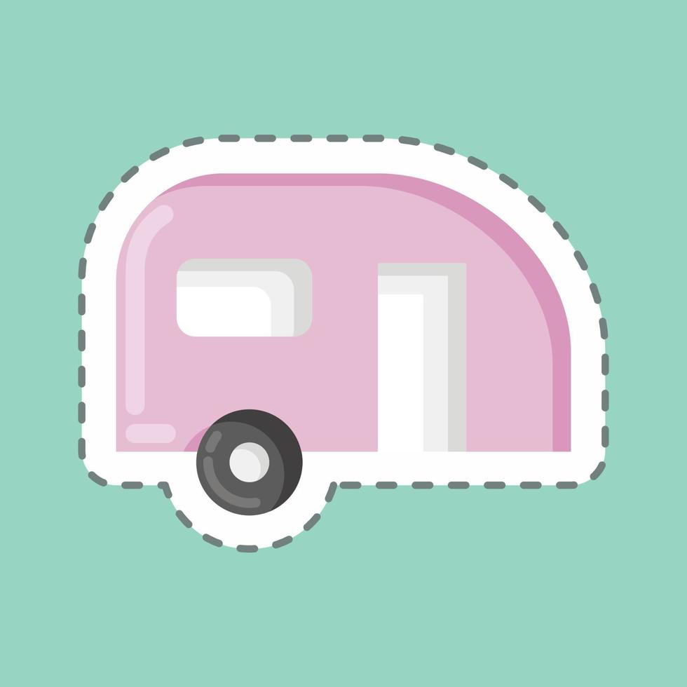 Sticker line cut caravan. suitable for Automotive symbol. simple design editable. design template vector. simple illustration vector