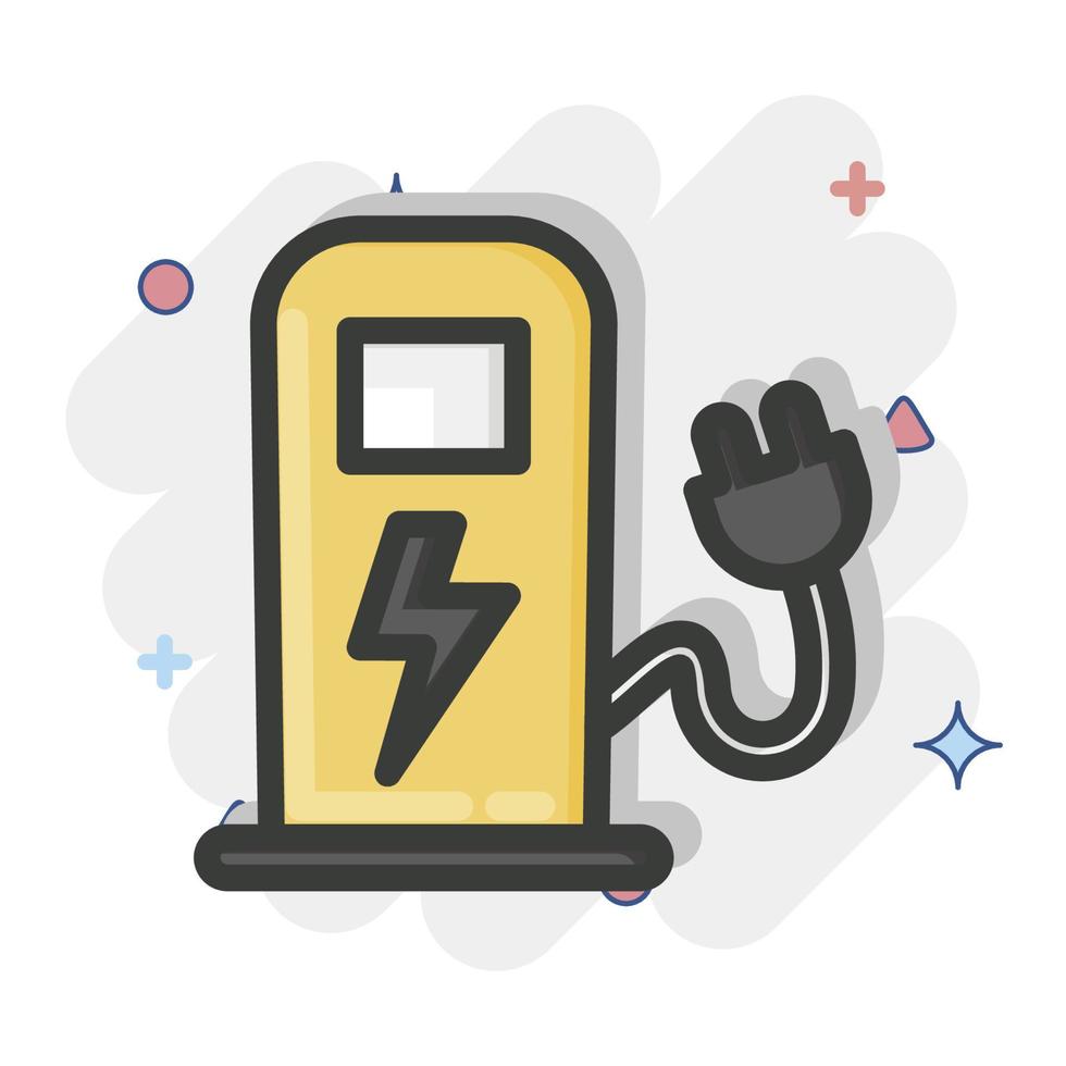 Icon Charging Station. suitable for Automotive symbol. comic Style. simple design editable. design template vector. simple illustration vector