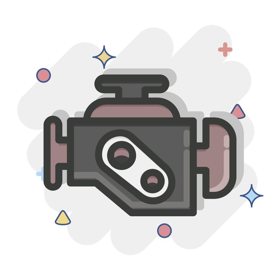 Icon Engine Warning. suitable for Automotive symbol. comic Style. simple design editable. design template vector. simple illustration vector