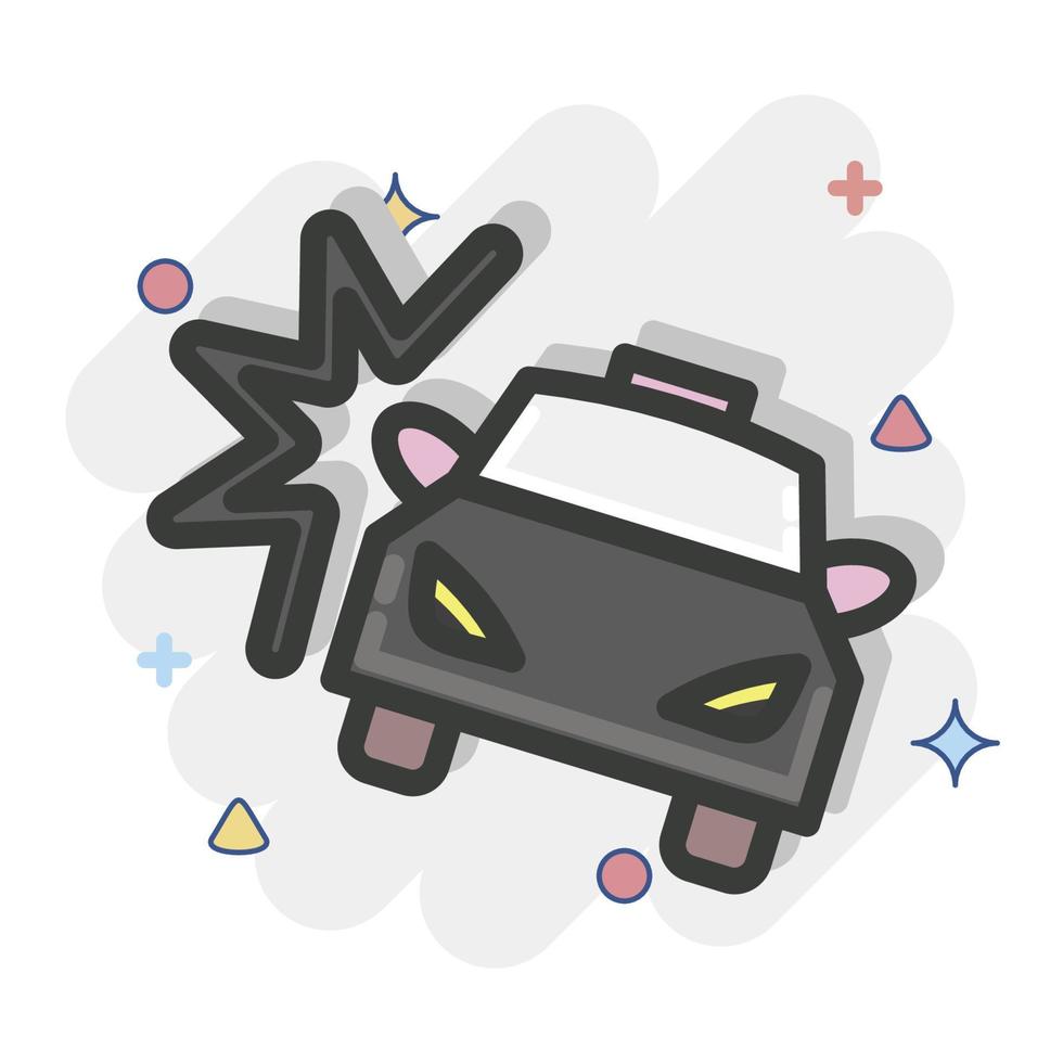 accidente de coche de icono. adecuado para el símbolo automotriz. estilo cómico diseño simple editable. vector de plantilla de diseño. ilustración sencilla