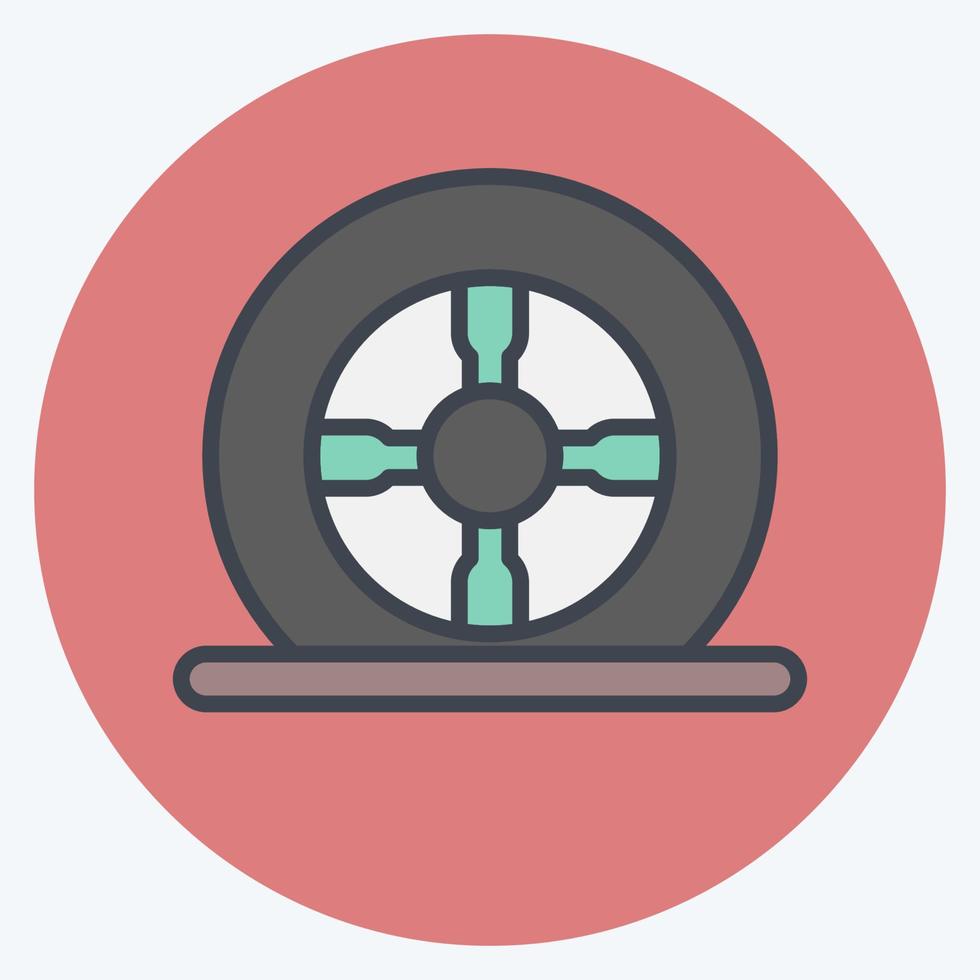Icon Tire Flat. suitable for Automotive symbol. color mate style. simple design editable. design template vector. simple illustration vector