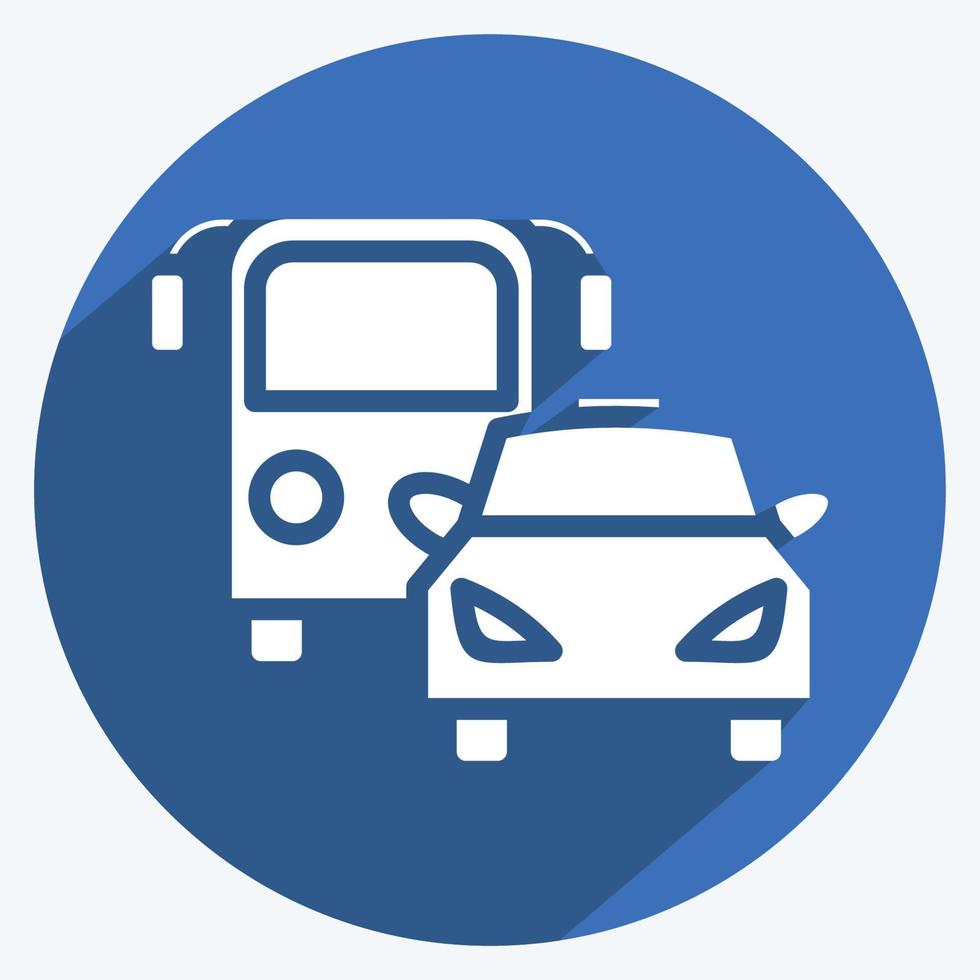 Icon Bus and Car. suitable for Automotive symbol. long shadow style. simple design editable. design template vector. simple illustration vector