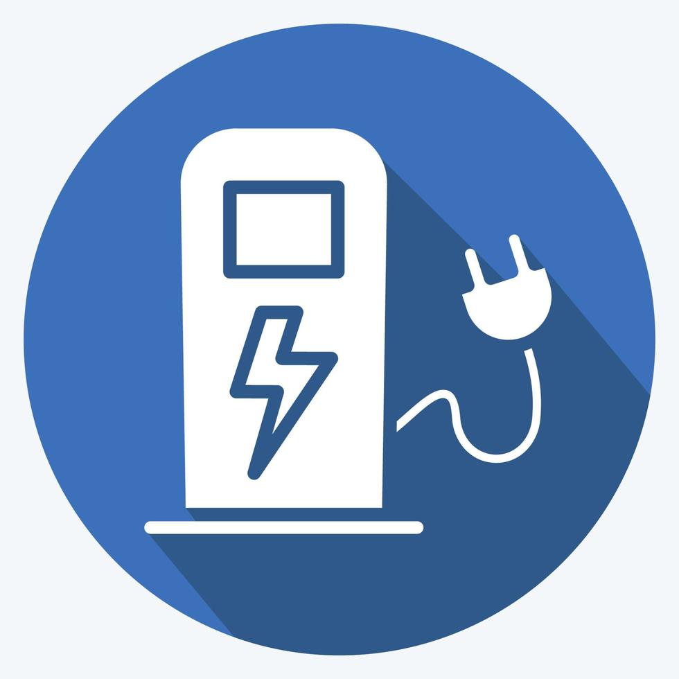 Icon Charging Station. suitable for Automotive symbol. long shadow style. simple design editable. design template vector. simple illustration vector