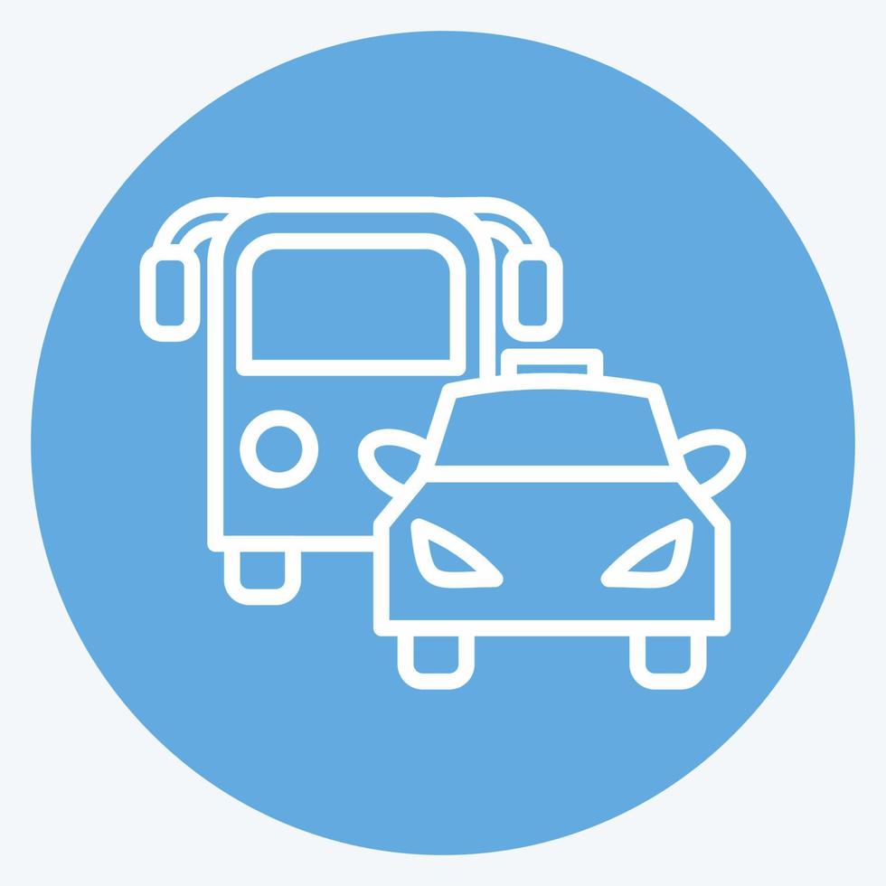 Icon Bus and Car. suitable for Automotive symbol. blue eyes style. simple design editable. design template vector. simple illustration vector