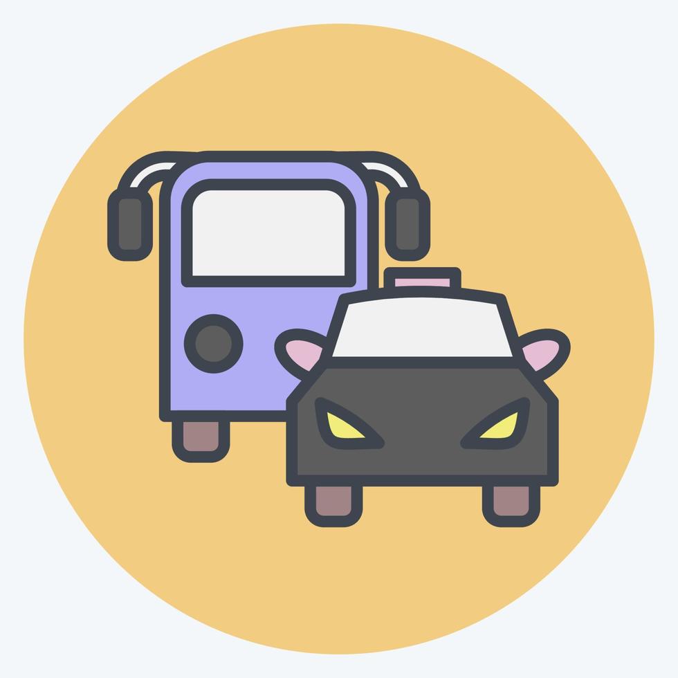 Icon Bus and Car. suitable for Automotive symbol. color mate style. simple design editable. design template vector. simple illustration vector