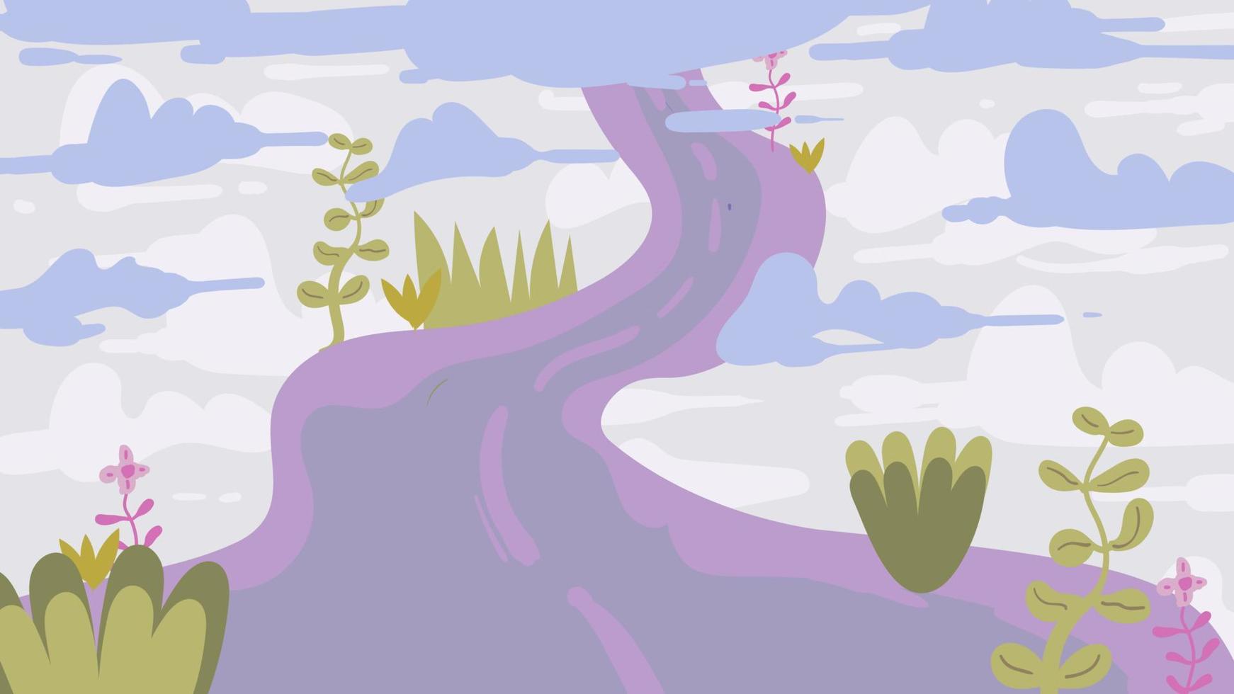 ilustración de fondo de paisaje de camino a cielo vector