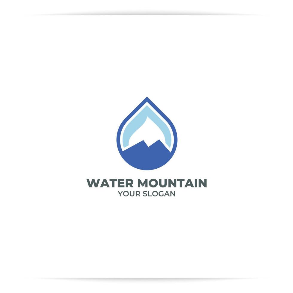 vector de diseño de logotipo de montaña de agua, río, manantiales de agua, flujo