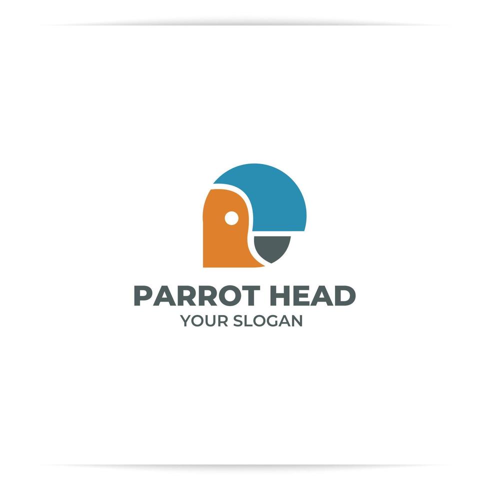 diseño de logotipo p cabeza para vector de pájaro loro,