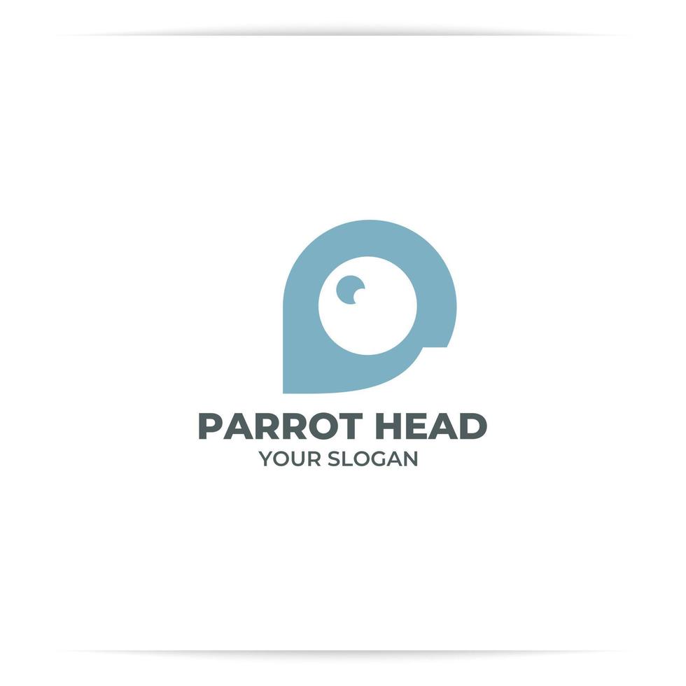 logo design p head for parrot bird vector, vector