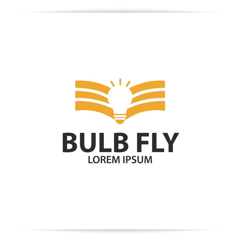 vector de diseño de logotipo de bombilla de libro, luz, papel, biblioteca