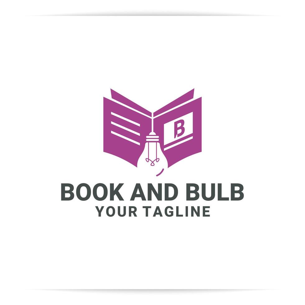 vector de diseño de logotipo de bombilla de libro