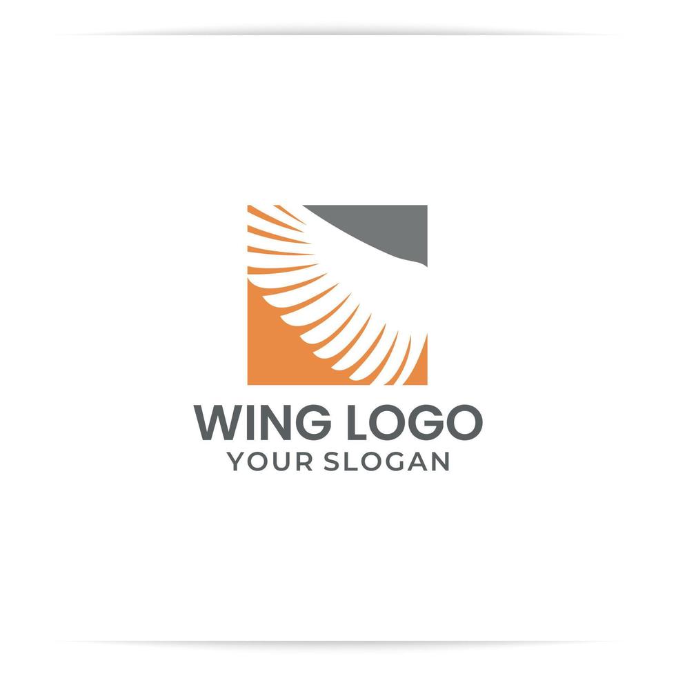 vector de diseño de logotipo de espacio negativo de ala, pluma, piñón