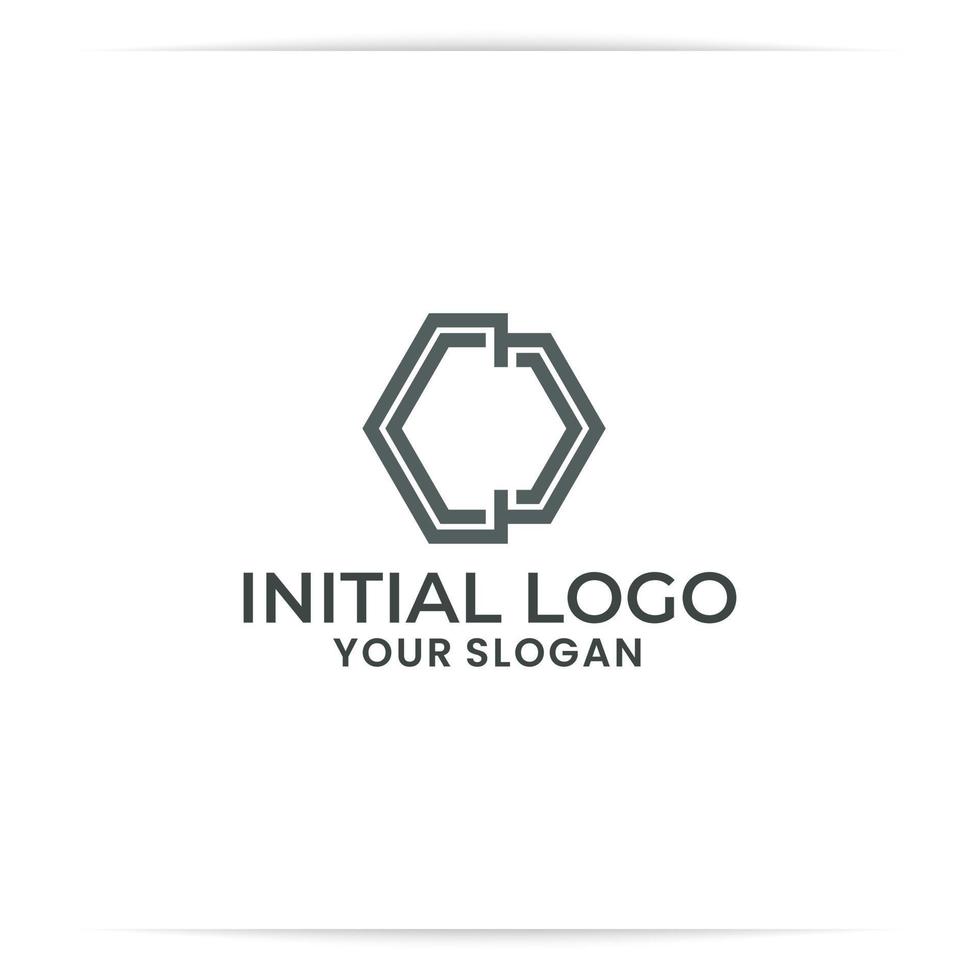 design letter CC line hexagon abstract vector