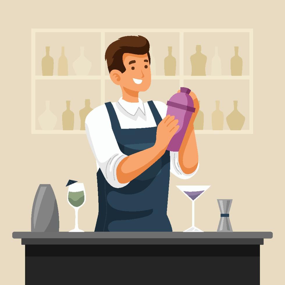 Bartender Character Focus Concept vector