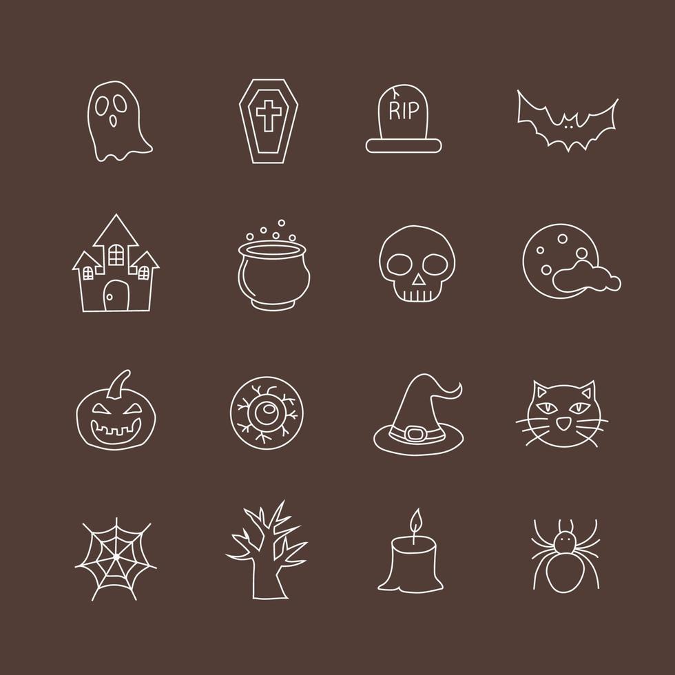 Halloween icons. Vector set . All elements are isolated