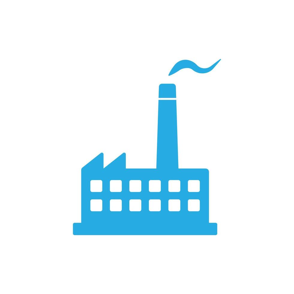 eps10 blue vector manufacturing factory icon isolated on white background. pollution symbol in a simple flat trendy modern style for your website design, logo, pictogram, and mobile application