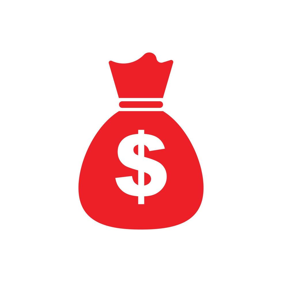 eps10 vector rojo bolsa de dinero icono sólido aislado sobre fondo