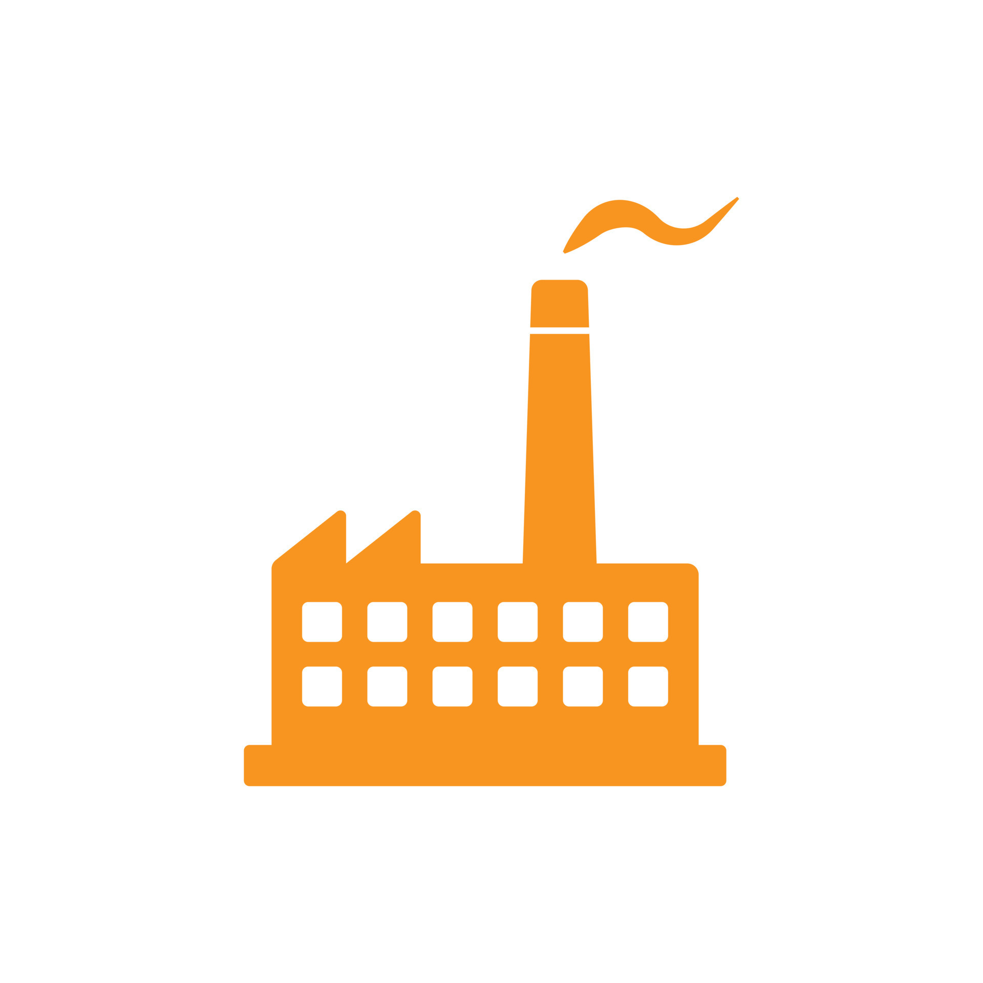 eps10 orange vector manufacturing factory icon isolated on white ...