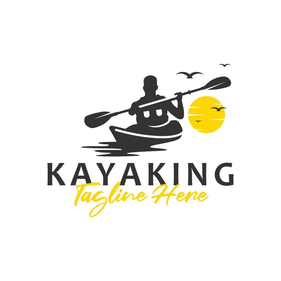 men kayak sports logo design vector