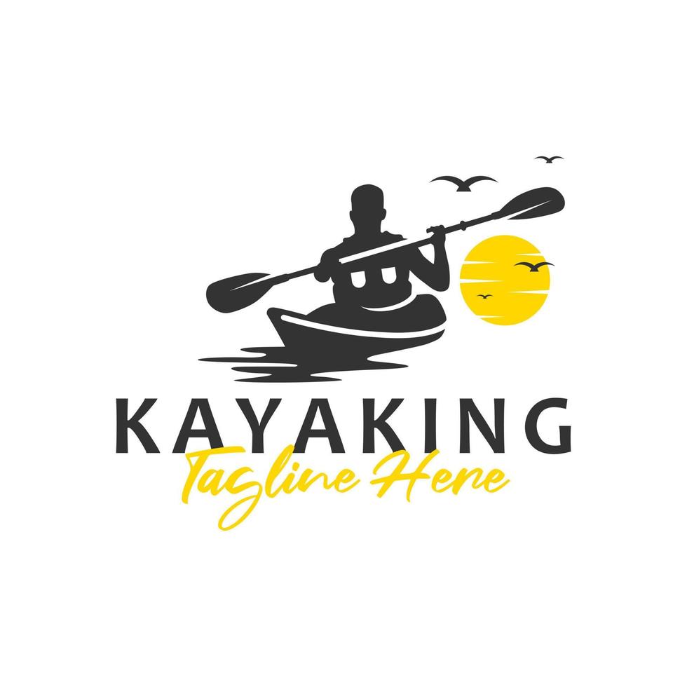 diseño de logotipo de deportes de kayak para hombres vector