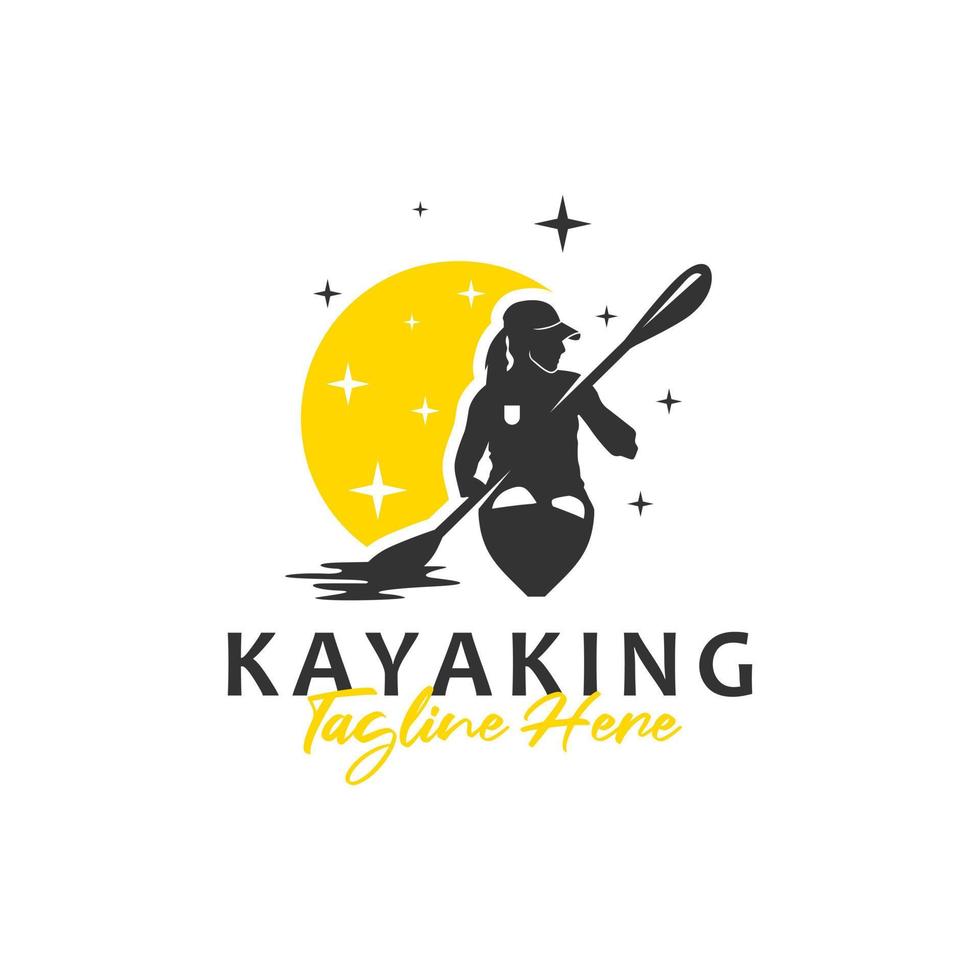 woman kayak sports logo design vector