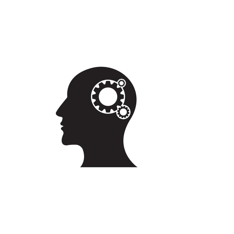 head and gear icon vector