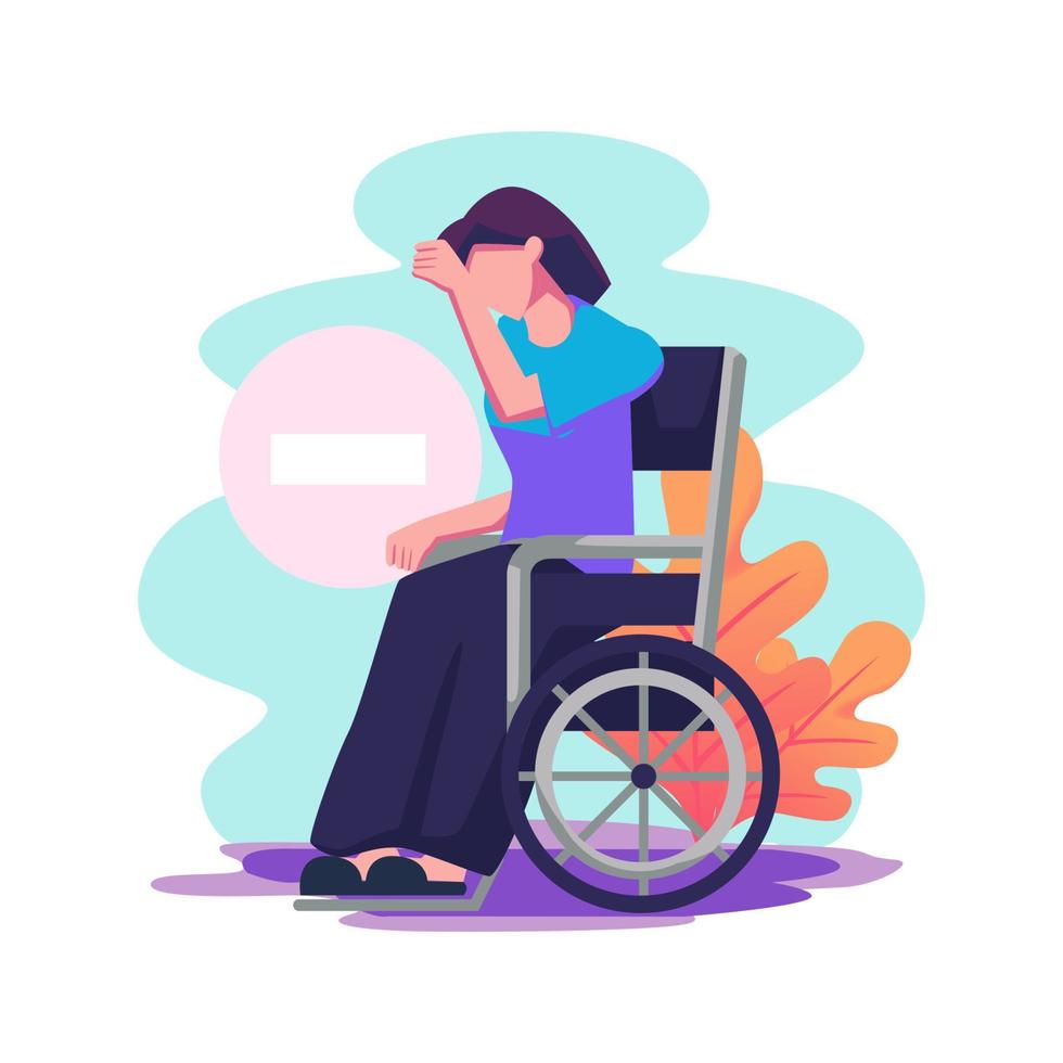 Problems of disabled flat style illustration design vector