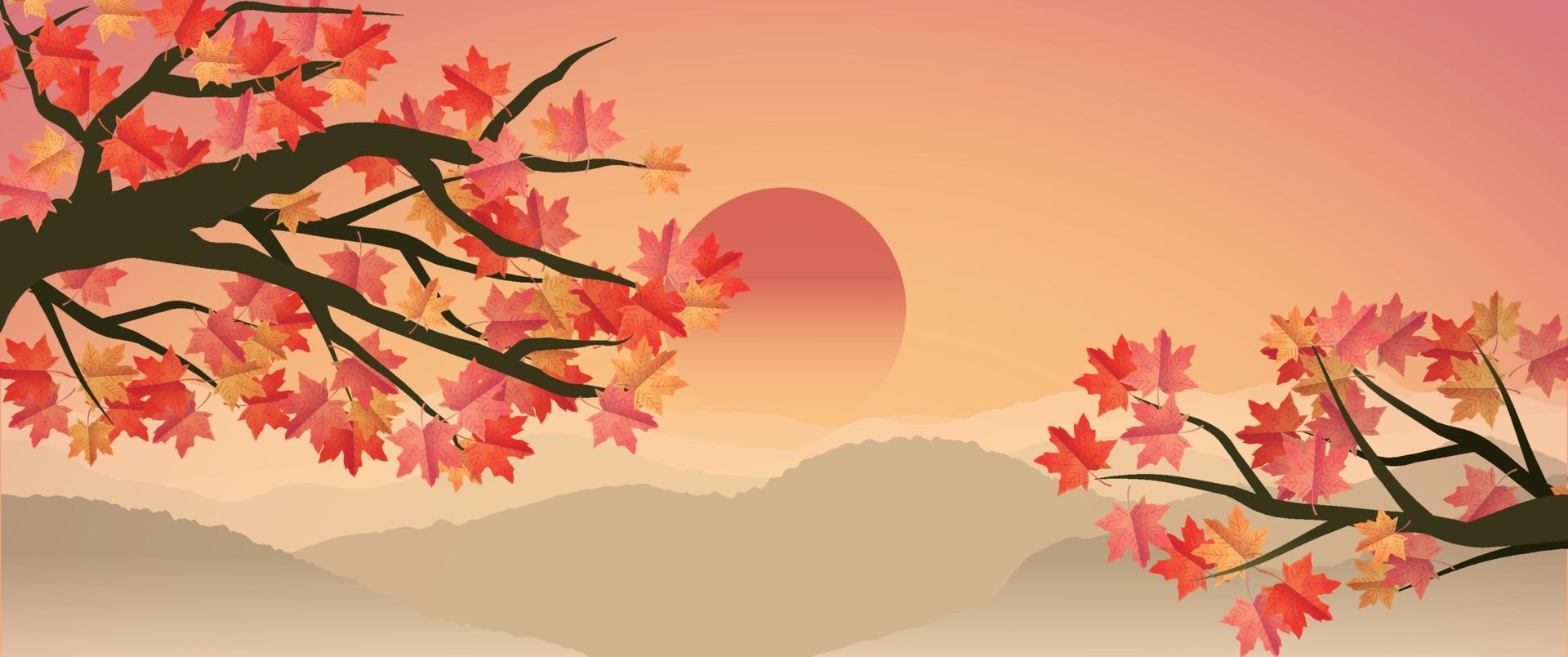 hermoso fondo de arce rojo otoño vector