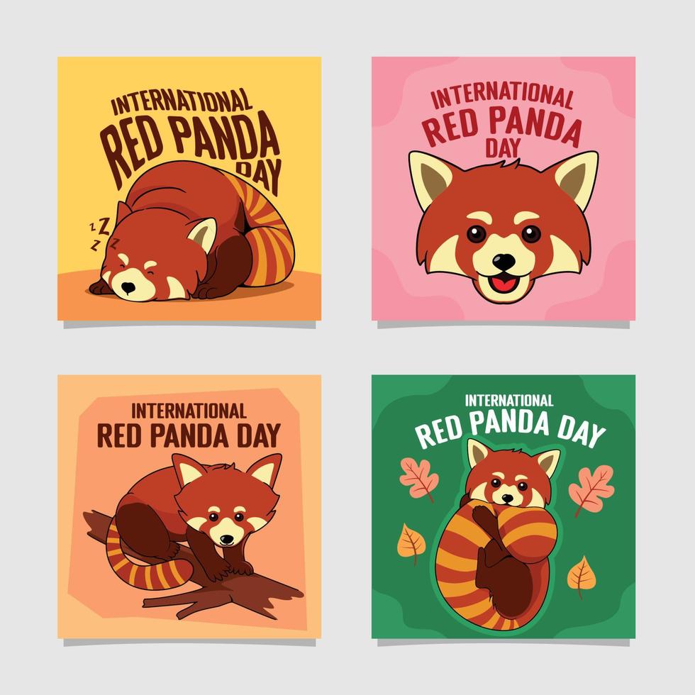 plantilla de redes sociales del día internacional del panda rojo vector