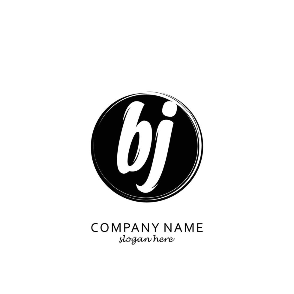 Initial BJ with black circle brush logo template vector