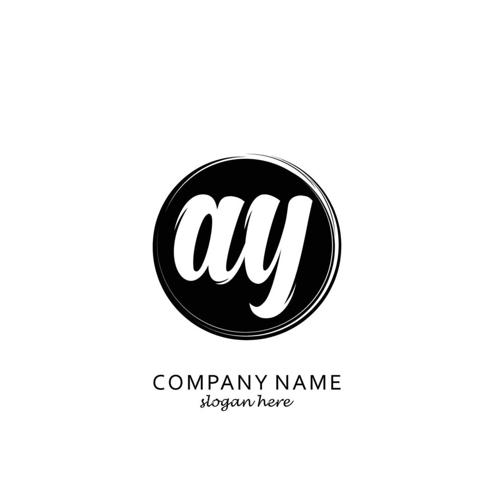 Letter AY with black circle brush logo template vector