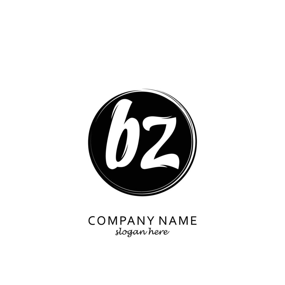 Initial BZ with black circle brush logo template vector