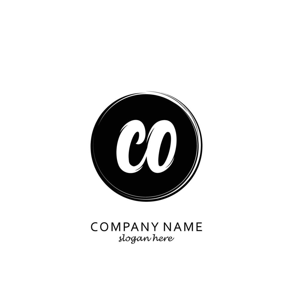 Initial CO with black circle brush logo template vector