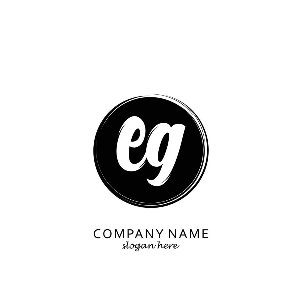 Initial EG with black circle brush logo template vector