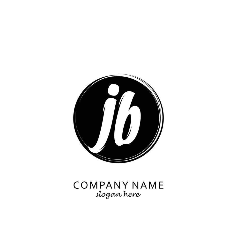 Initial JB with black circle brush logo template vector