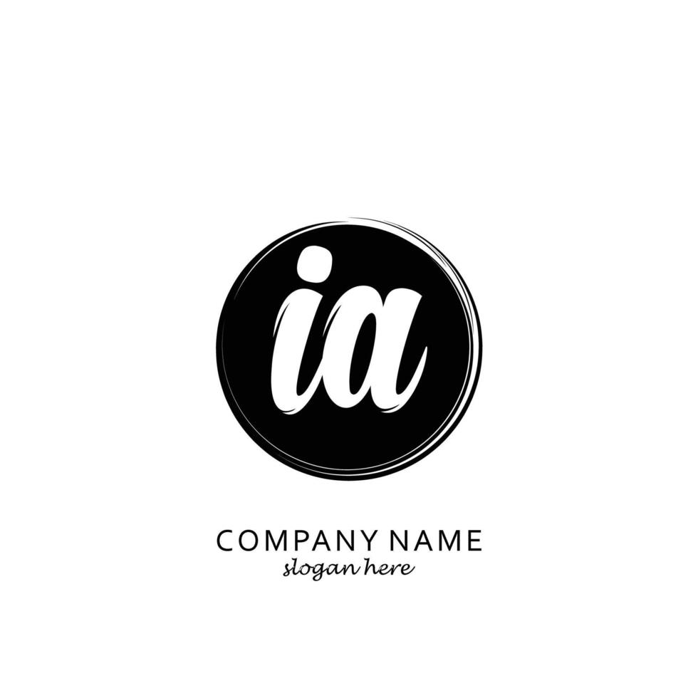 Initial IA with black circle brush logo template vector