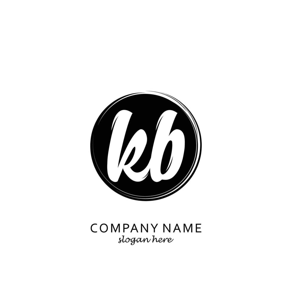 Initial KB with black circle brush logo template vector