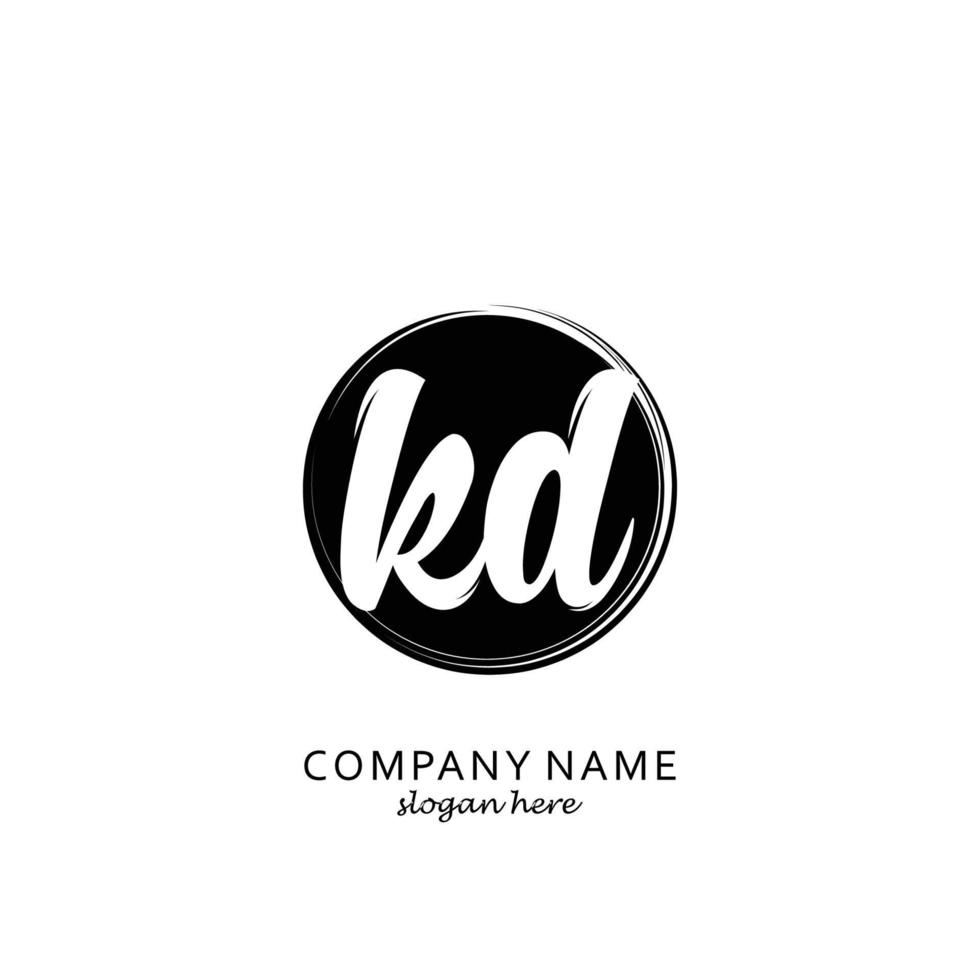 Initial KD with black circle brush logo template vector