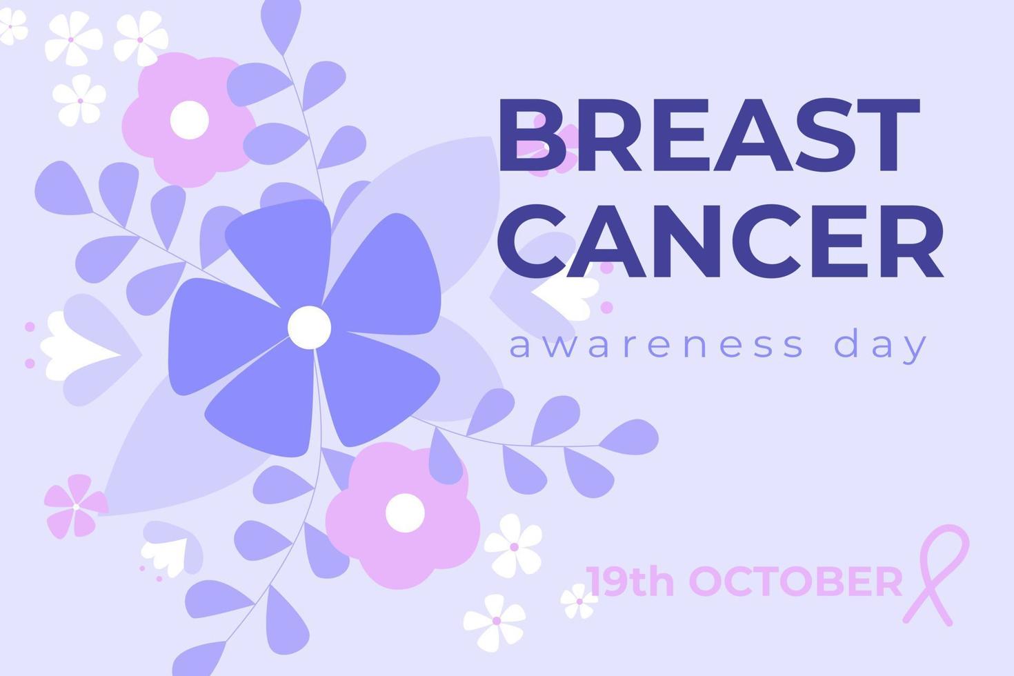 Breast cancer awareness day background with flowers. Vector illustration.