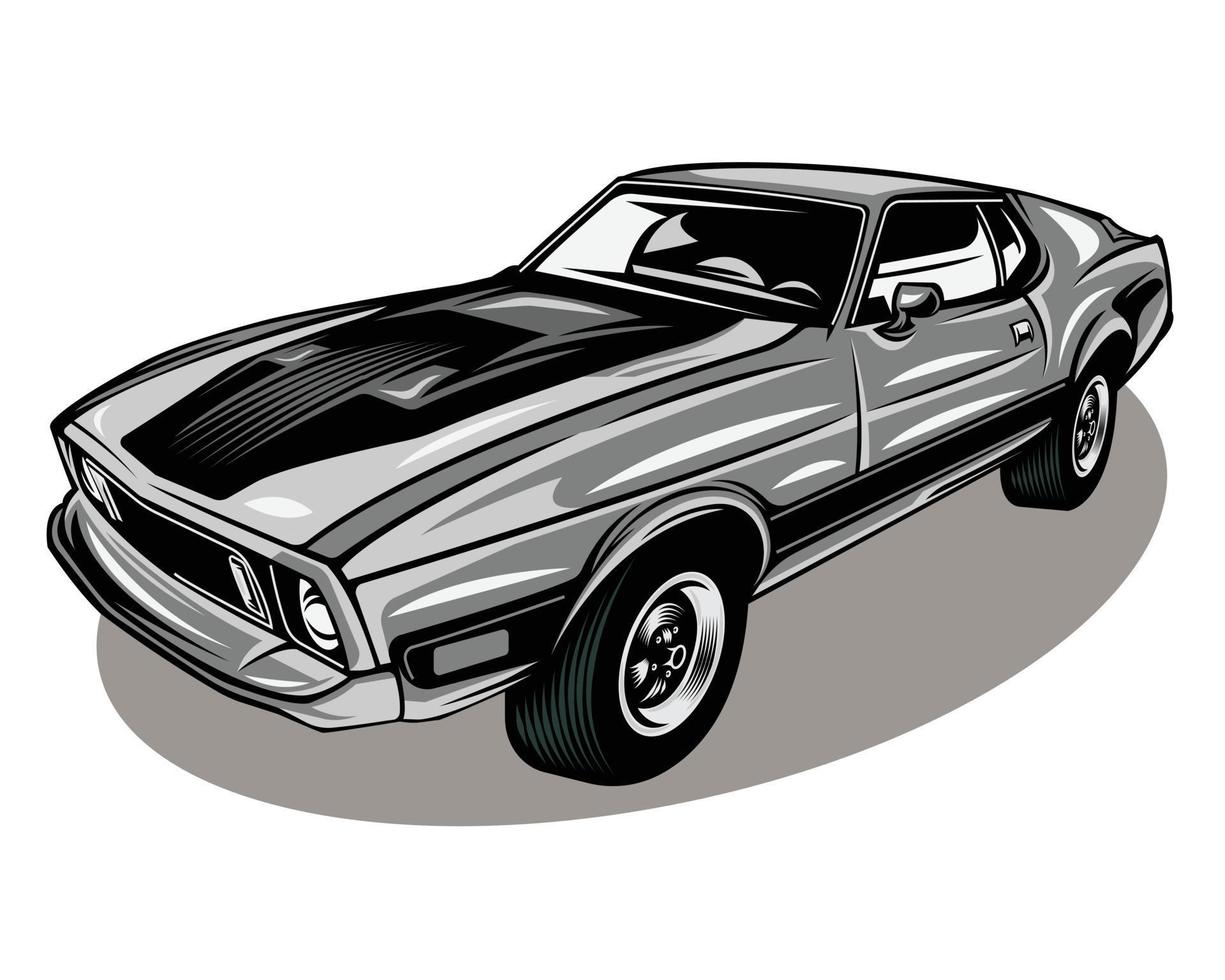 juguete de coche clásico en color de escala de grises ilustración 2 vector