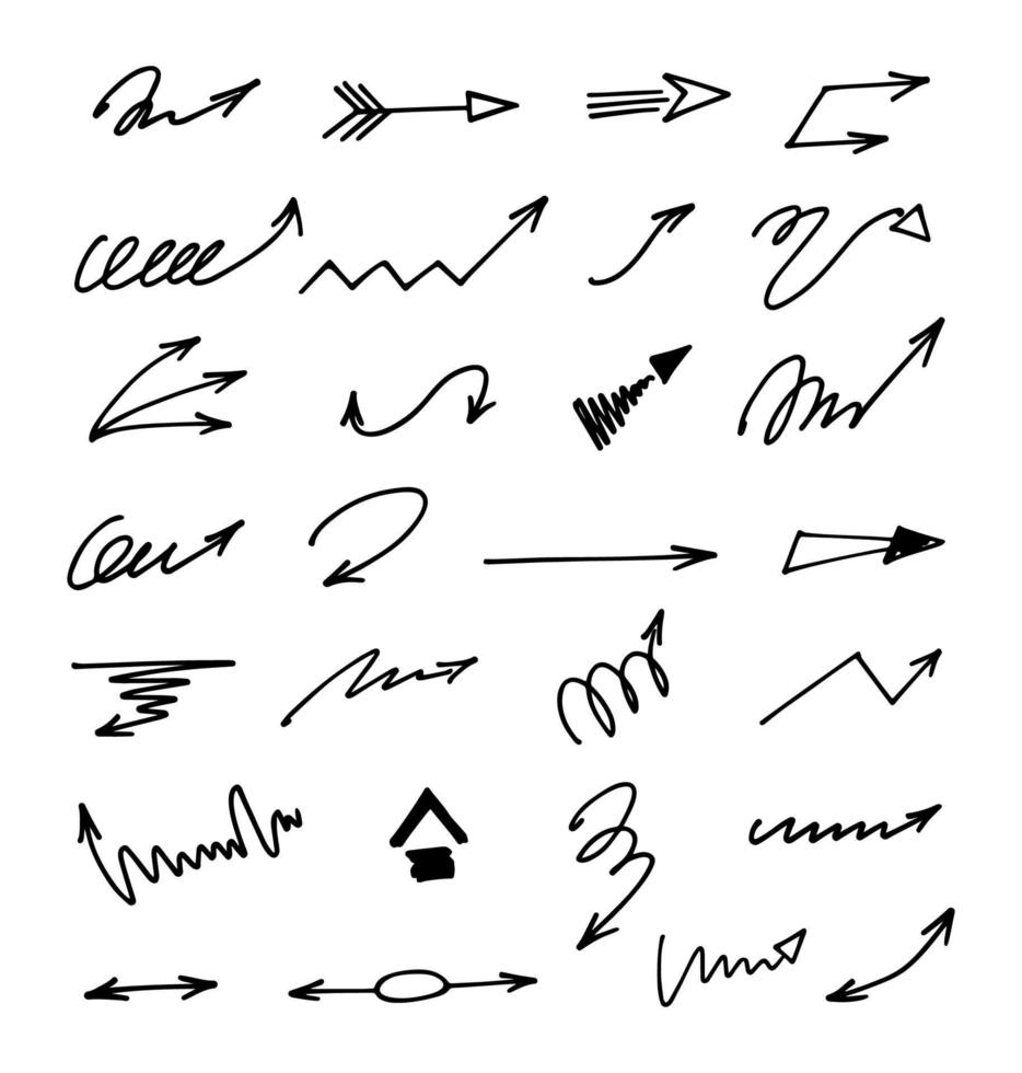 Vector set of hand drawn arrows, elements for presentation