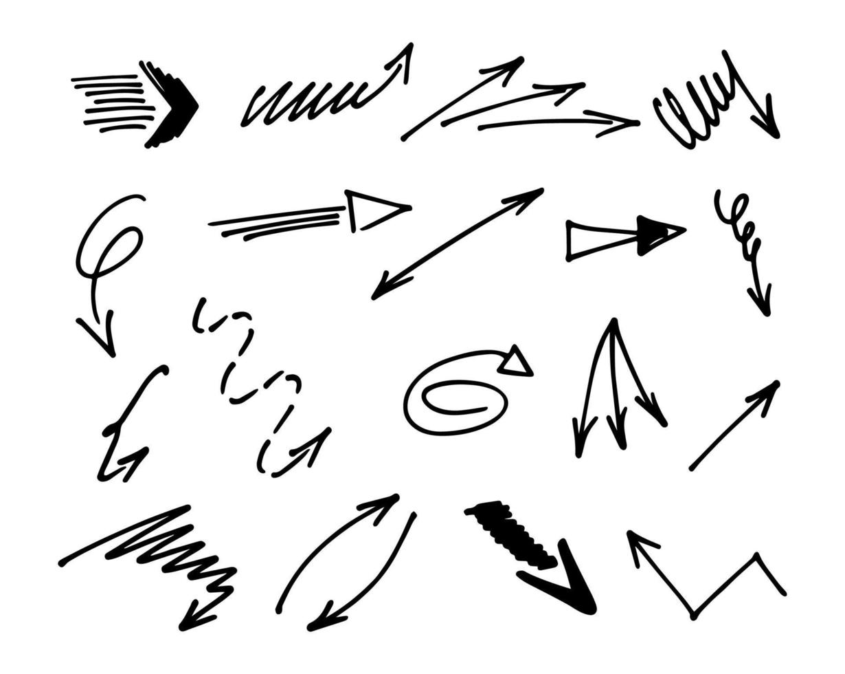 Vector set of hand drawn arrows, elements for presentation