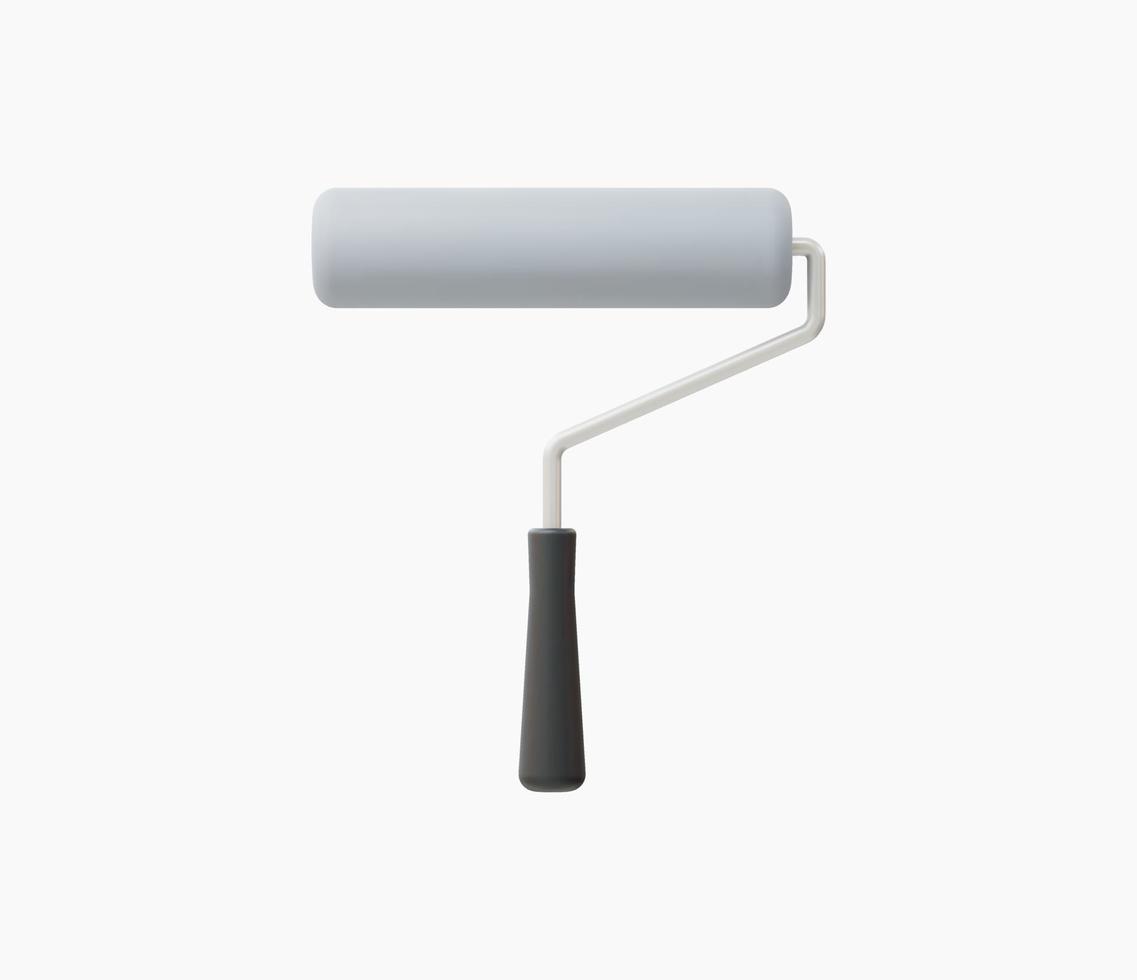 3d Realistic Paint roller vector illustration.